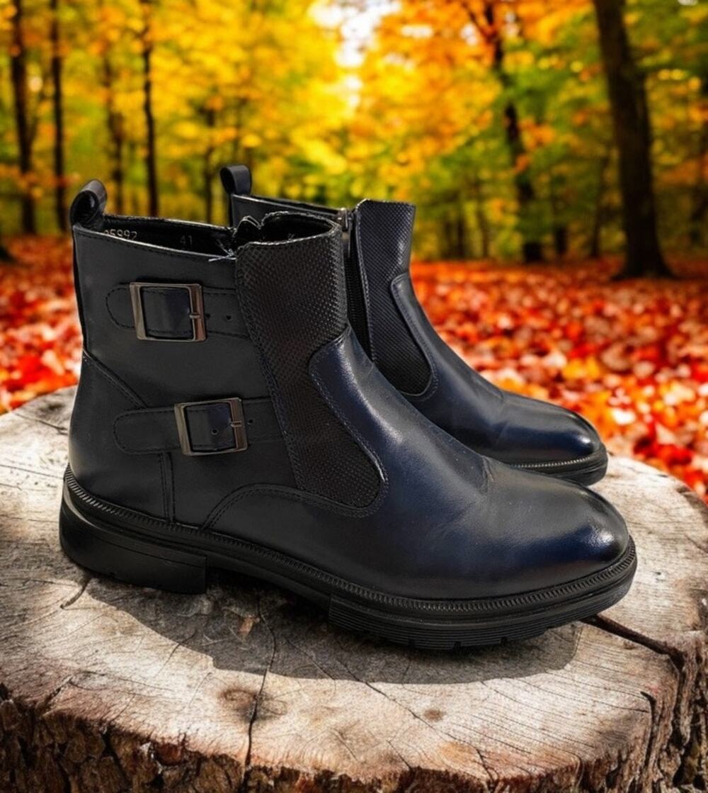 Navy Blue Unisex Ankle Zippered Boots Shoes European Size 41  Wom 10 Men 8